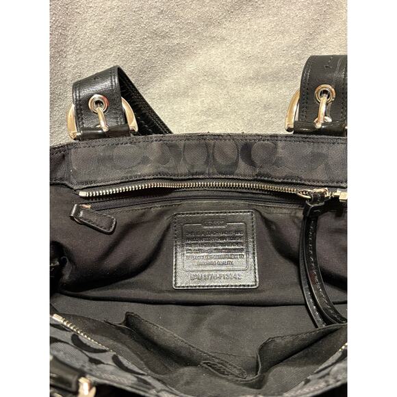 Coach Y2K Black Signature Pleated Soho Canvas and Leather Shoulder Bag F13742 - Picture 12 of 13